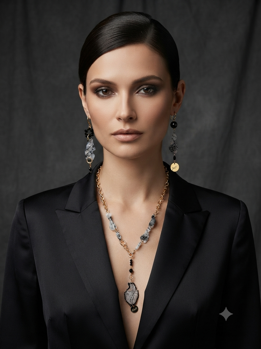 Collana più orecchini "Ombre e Luce" Essenza Donna